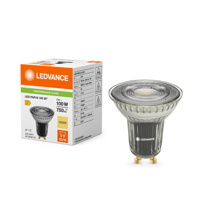 LED PAR16 100 36° DIM P 8W 827 GU10 750 Lumens