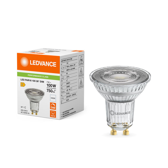 LED PAR16 100 36° DIM P 7W 840 GU10 750 Lumens