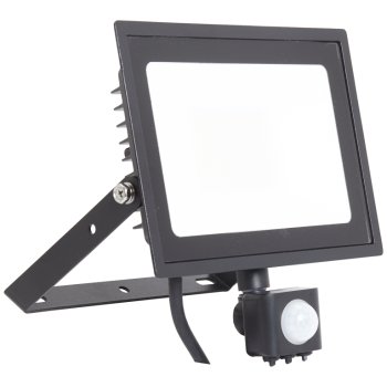 Ansell Lighting AEDELED50/WW/PIR  Eden 50W 3000K Black LED Floodlight with PIR