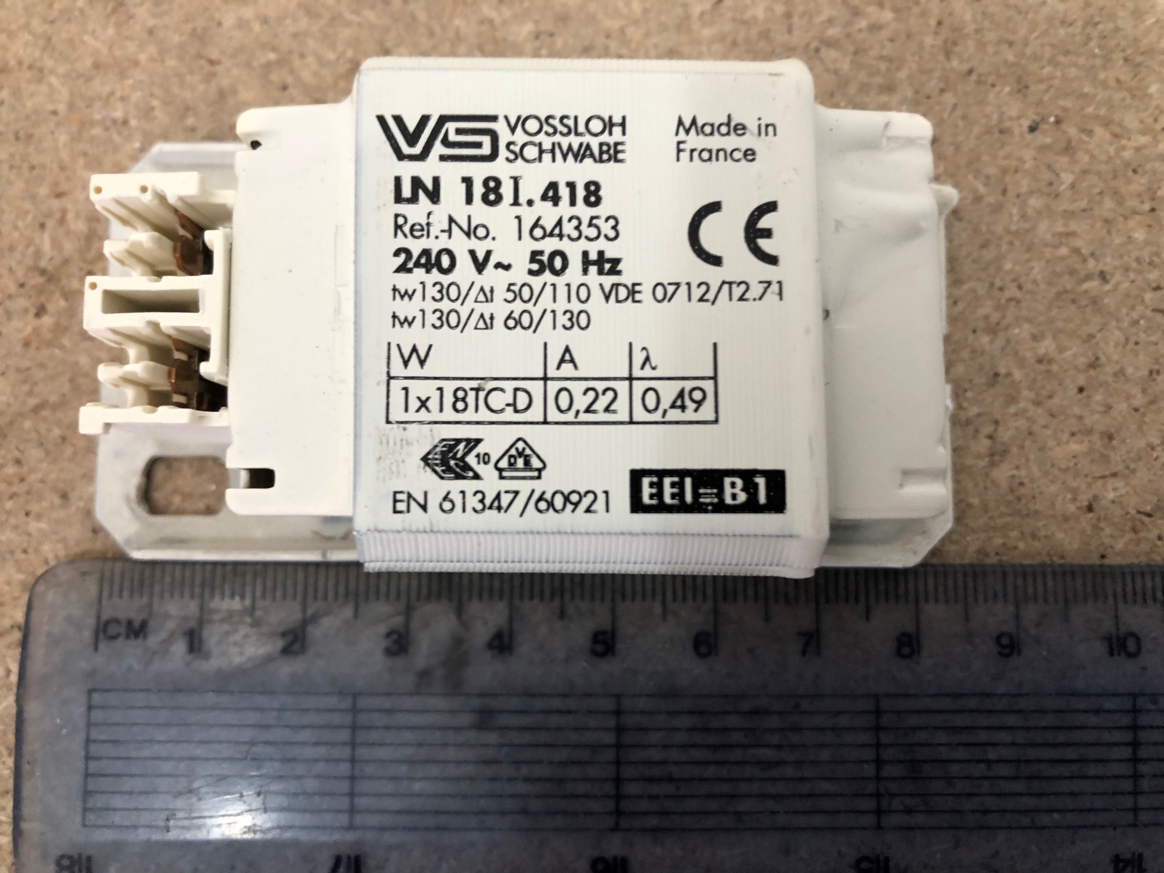 VOSSLOH - LN18.418-VO 1 x 18w PLC Magnetic Ballast