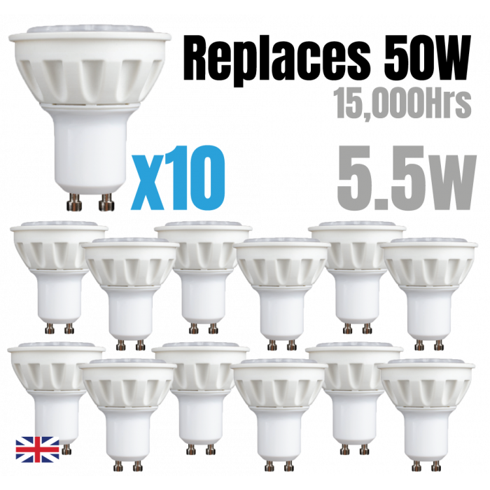 103255021x10 - 10 x 5.5W GU10 LED Spotlight - 345 Lumens – Warm White LED Driver Easy Control Gear - Easy Control Gear