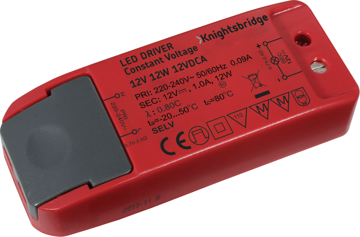 IP20 12V 12W LED Driver - Constant Voltage 12VDCA LED Driver Knightsbridge - Easy Control Gear