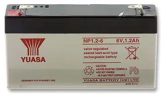 YUASA NP1.2-6 - BATTERY, LEAD-ACID 6V 1.2AH Batteries YUASA - Easy Control Gear