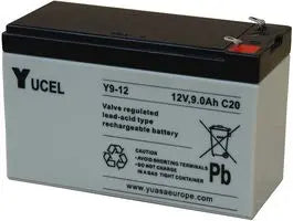 YUASA Y9-12 - BATTERY, LEAD ACID, YUCEL 12V 9AH Batteries YUASA - Easy Control Gear
