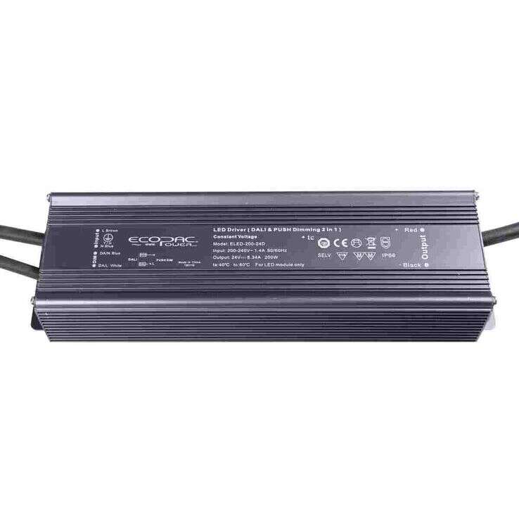 ELED-200-DP2 Series DALI Dimmable Constant Voltage LED Drivers 200W IP66 12v /24v DALI Dimmable LED Drivers Ecopac Power - Easy Control Gear
