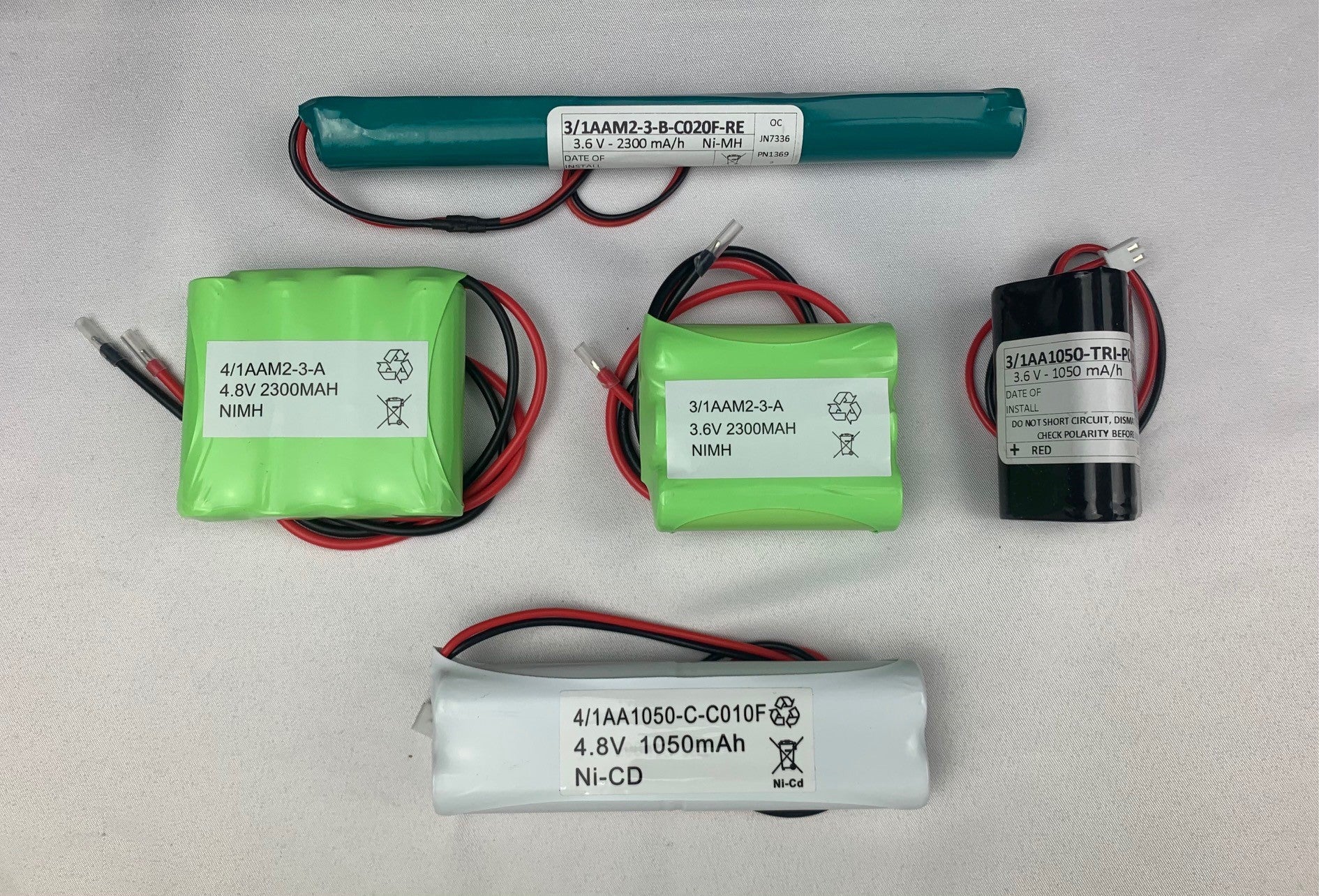 AA Emergency Batteries  Ni-CD Ni-MH  1050MA 1800Ma 2300Ma  Easy Control Gear - Easy Control Gear