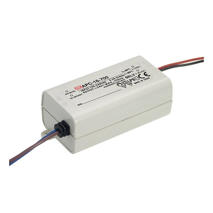 APC-16-700 - Mean Well LED Driver  APC-16-700  16W 700mA LED Driver Meanwell - Easy Control Gear