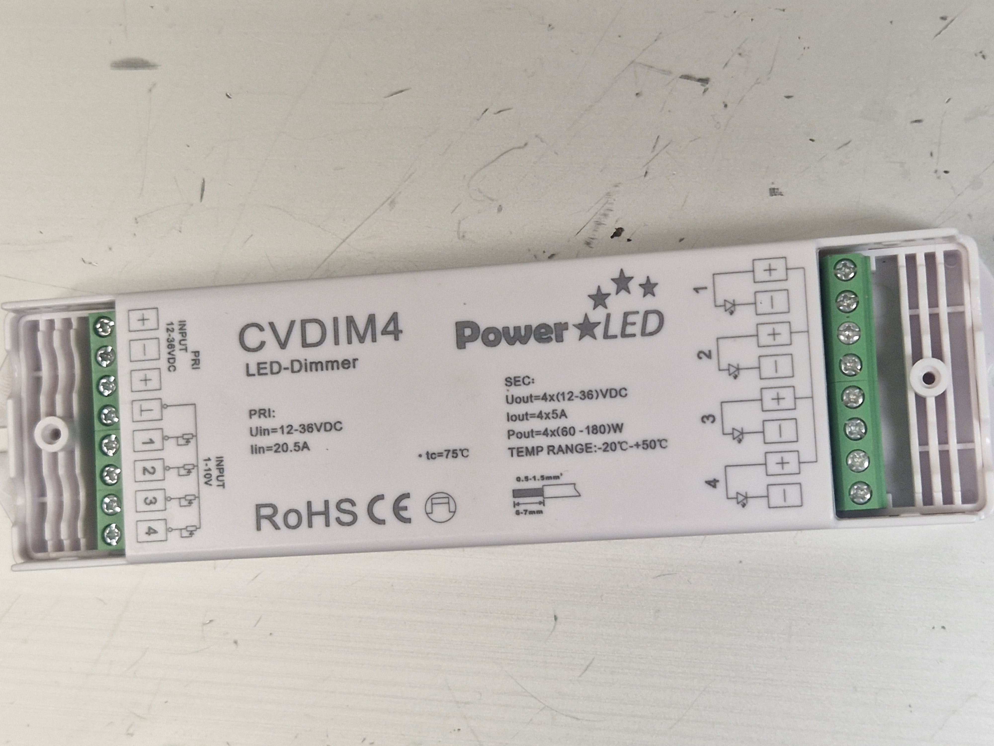 CVDIM4 – 1~10V 4 Channel Dimmer  POWERLED - Easy Control Gear