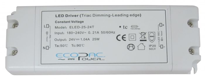 ELED-25-S - Ecopac ELED-25 Series Constant Voltage LED Driver 25W 12V – 24V LED Driver Easy Control Gear - Easy Control Gear