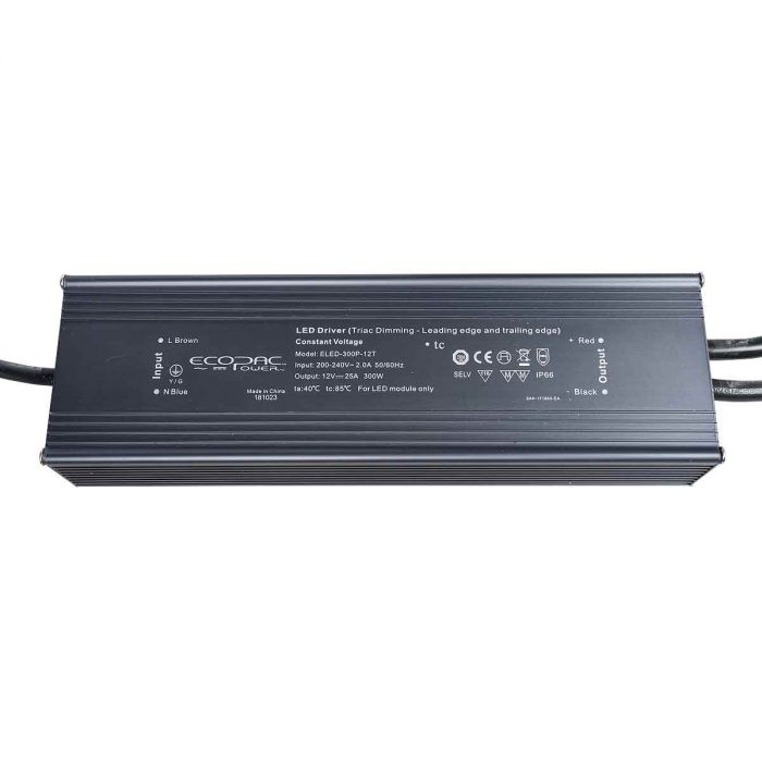 ELED-300P-TS - Ecopac ELED-300P-T Premium Series Triac Dimmable LED Driver - 300W 12-24V LED Driver Easy Control Gear - Easy Control Gear