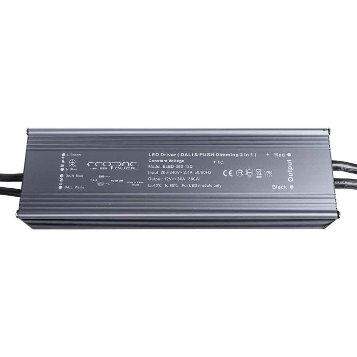 ELED-360-DS - Ecopac ELED-360-D Series LED Driver 360W 12-24V (DALI & Push Dimming) LED Driver Easy Control Gear - Easy Control Gear