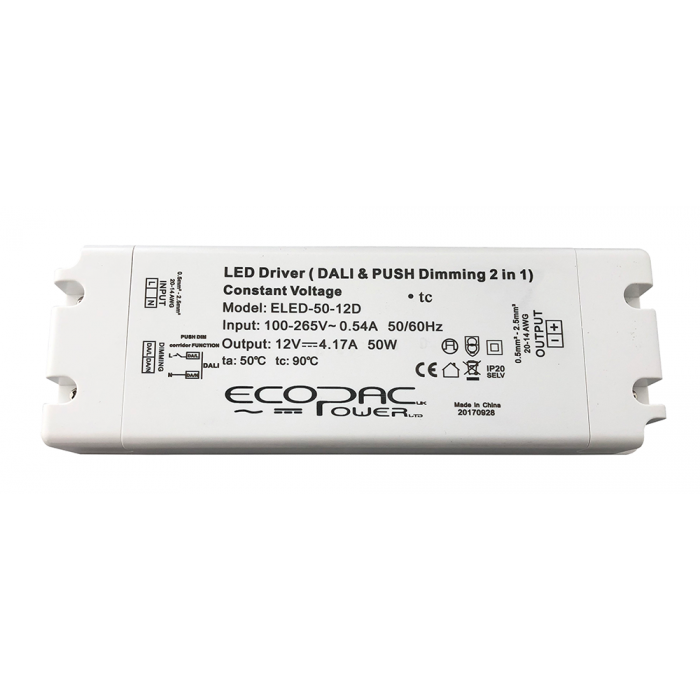 ELED-50-D - Ecopac ELED-50-D Series Dali Dimmable Constant Voltage LED Drivers 50W 12V-24V LED Driver Easy Control Gear - Easy Control Gear