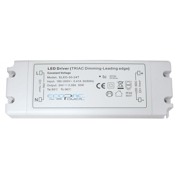 ELED-50-24T - Ecopac Constant Voltage LED Driver ELED-50-24T 50W 24V LED Driver Easy Control Gear - Easy Control Gear