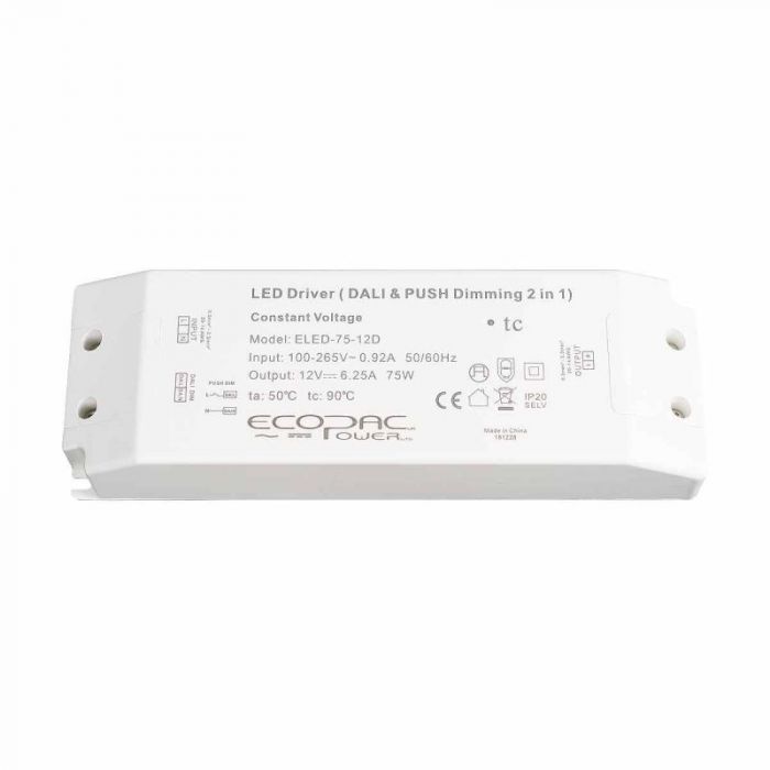 ELED-75-24D - Ecopac ELED-75-24D DALI Dimmable LED Driver 75W 24V DALI Dimmable LED Drivers Ecopac Power - Easy Control Gear