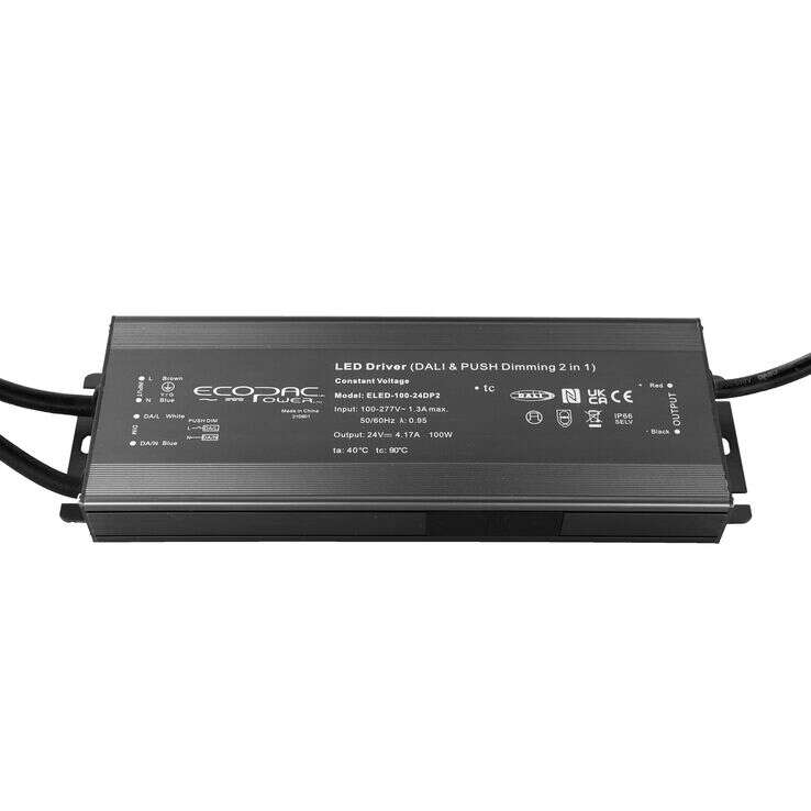 ELED-100-DP2 Series DALI Dimmable Constant Voltage LED Drivers 100W 12v/24v IP66 DALI Dimmable LED Drivers Ecopac Power - Easy Control Gear