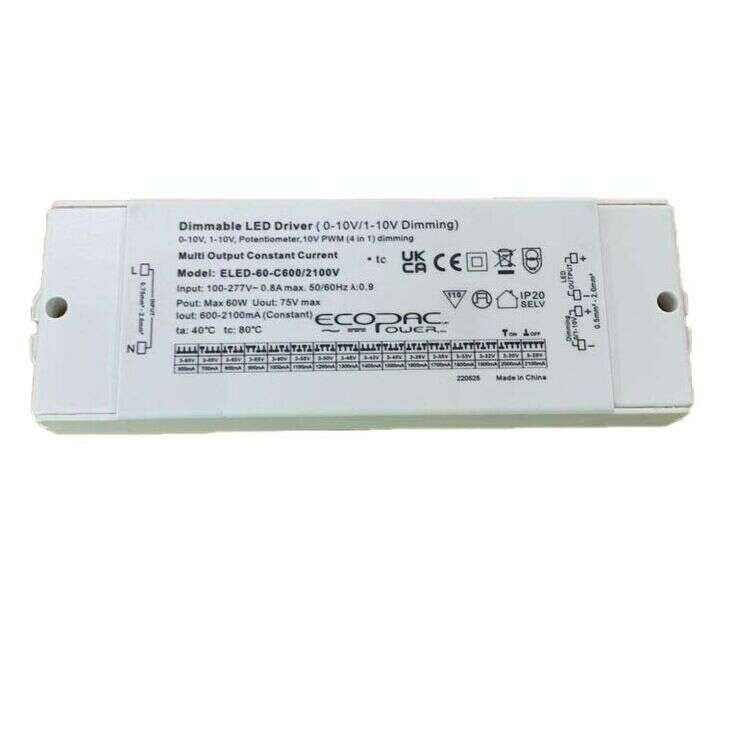 ELED-60-C600/2100V 60 Watt 0-10V and 1-10V Dimmable Constant Current LED Driver 1-10V Dimmable LED Drivers Ecopac Power - Easy Control Gear
