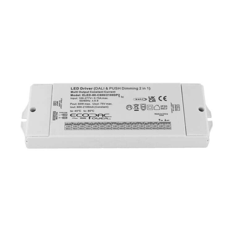 ELED-60-C600/2100DP2  Dali Dimmable  600Ma - 2100Ma DALI Dimmable LED Drivers Ecopac Power - Easy Control Gear