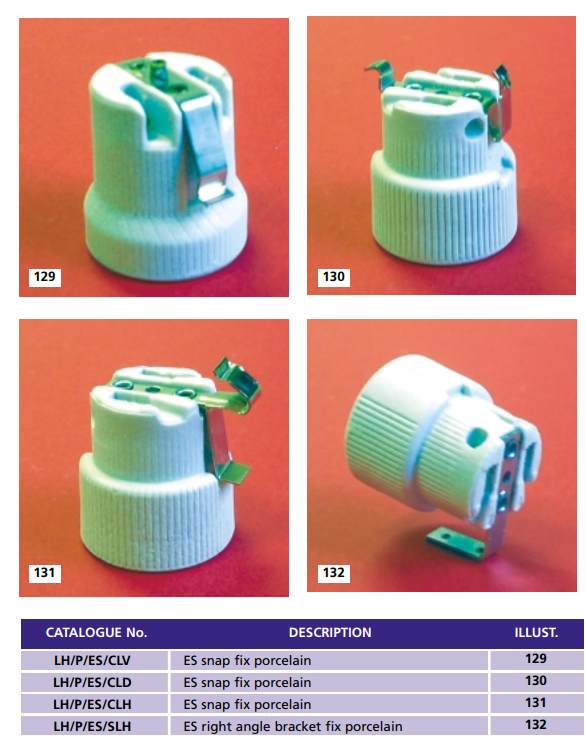 Porcelain E27 Lampholders Lampholders Easy Control Gear - Easy Control Gear