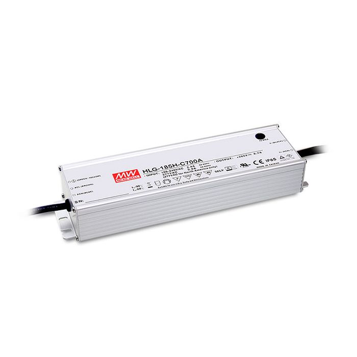 HLG-185H-C700B - Mean Well LED Driver HLG-185H-C700B 200W 700mA LED Driver Meanwell - Easy Control Gear