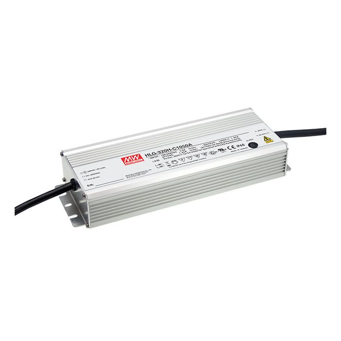HLG-320H-C1050B - Mean Well Dimmable LED Driver HLG-320H-C1050B 320W 1050mA LED Driver Meanwell - Easy Control Gear