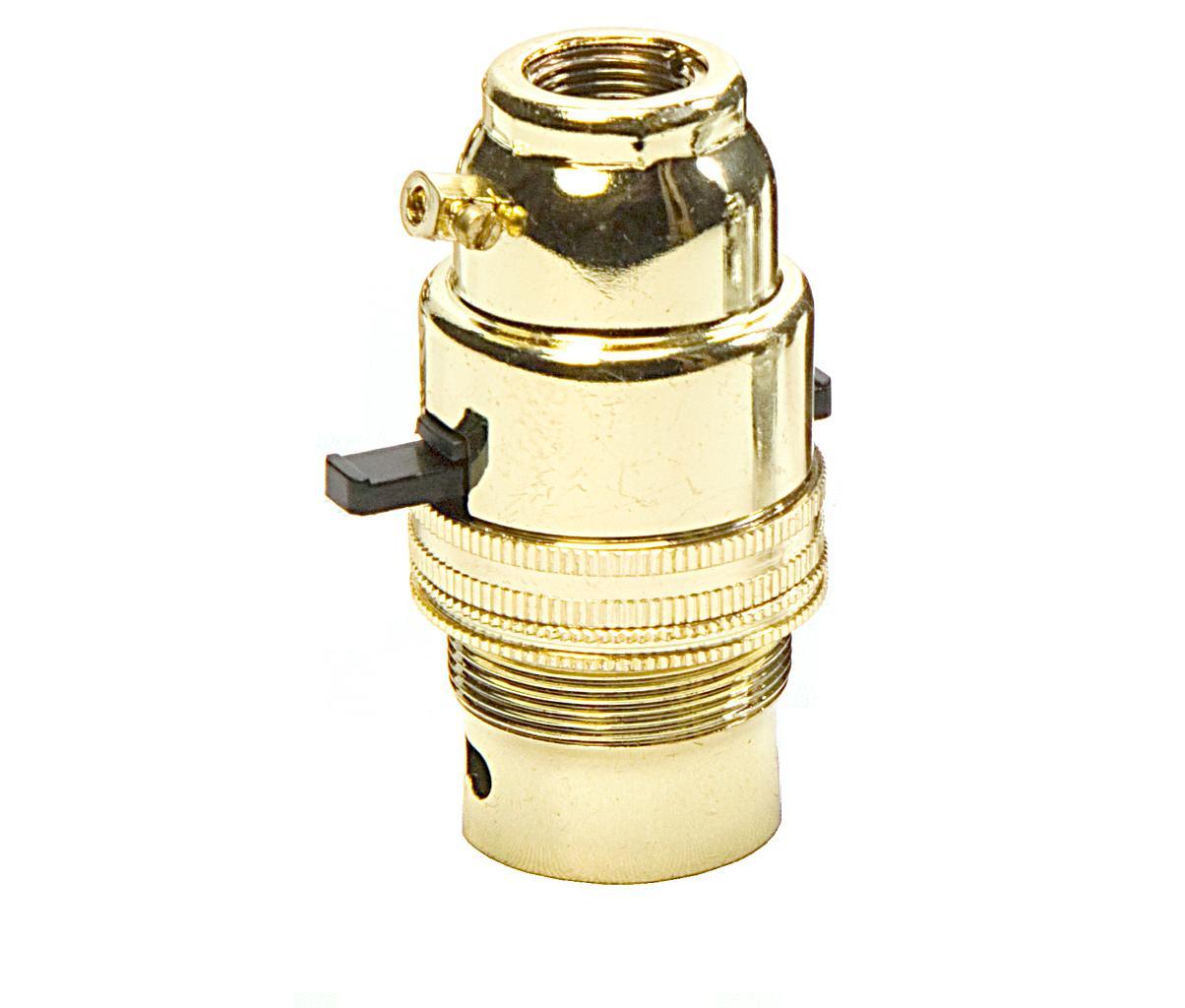 05144 Ecofix BC Lampholder ½" Switched Brass External Earth - LampFix - sparks-warehouse