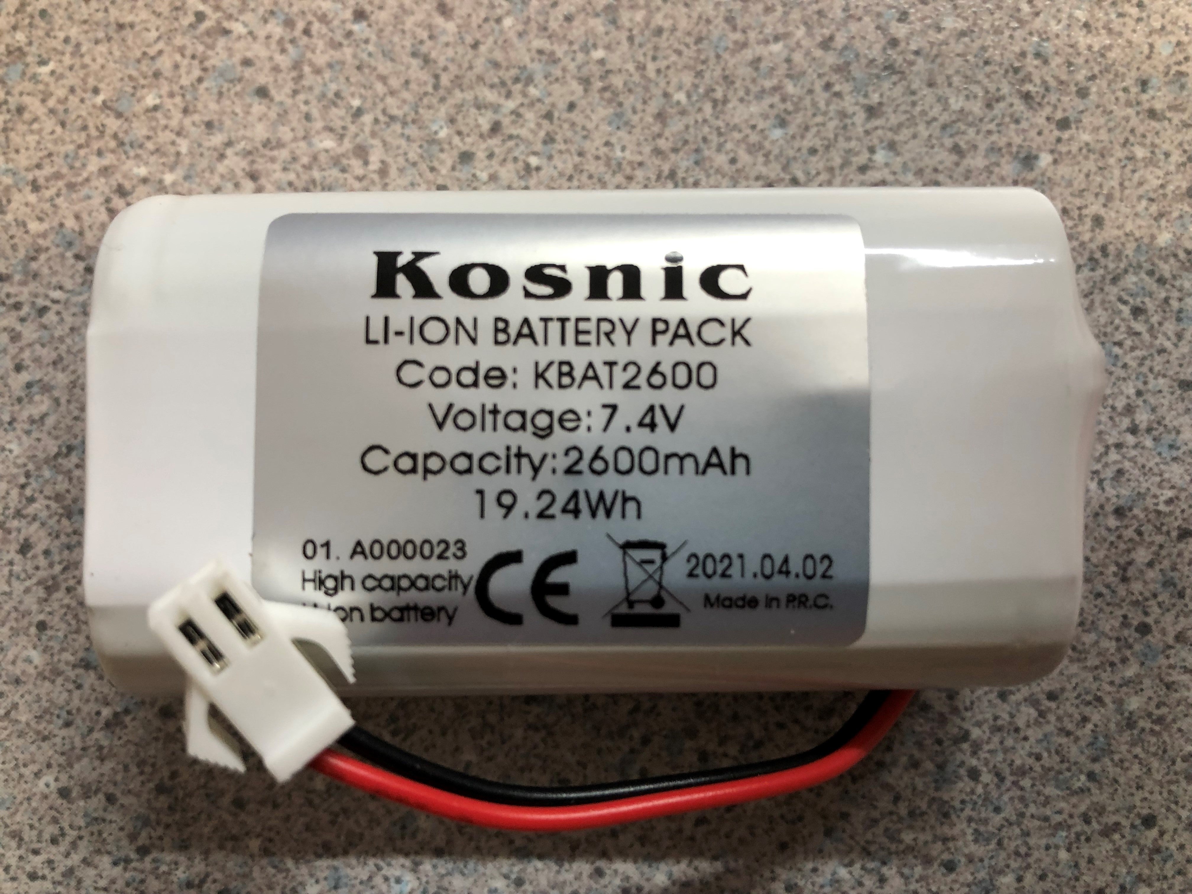 Kosnic  Li-ion Battery Pack  KBAT2600 19.24WH 2600MA 7.4V Li-ion Emergency Batteries KOSNIC - Easy Control Gear