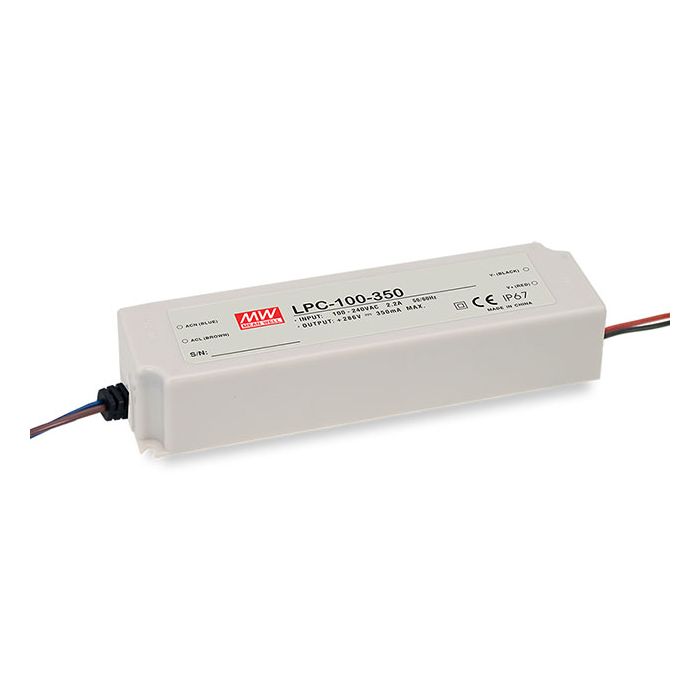 LPC-100-S - Mean Well LPC-100 Series IP67 Rated LED Driver 350-2100mA 100W LED Driver Meanwell - Easy Control Gear