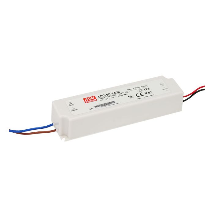 LPC-60-S - Mean Well LLPC-60 Series  ED Driver 60W 1050mA – 1750mA LED Driver Meanwell - Easy Control Gear