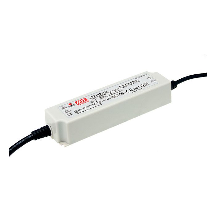 LPF-40-15 - Mean Well LED Driver LPF-40-15  40W 15V LED Driver Meanwell - Easy Control Gear