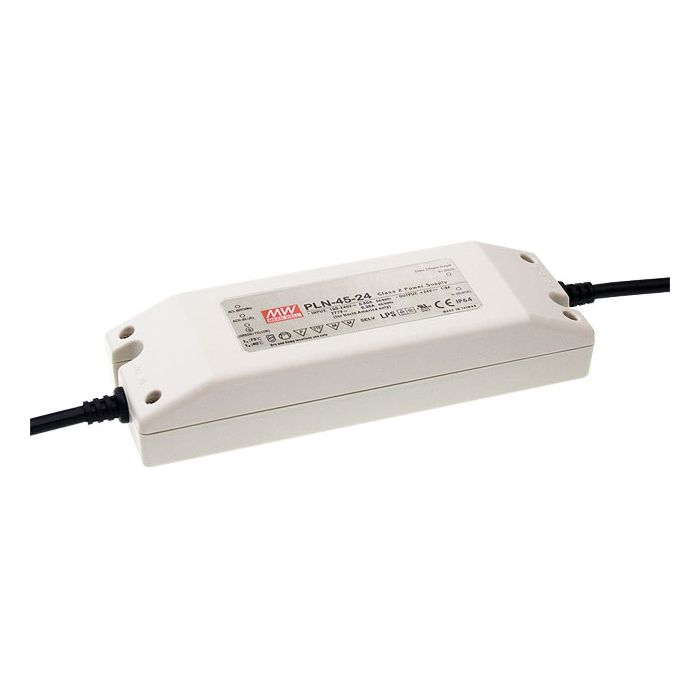 PLN-45-24 - Mean Well LED Driver PLN-45-24  45W 24V LED Driver Meanwell - Easy Control Gear