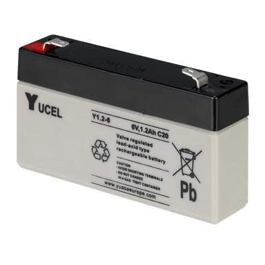 YUASA Y1.2-6 - BATTERY, LEAD ACID 6V 1.2AH, YUCEL Batteries YUASA - Easy Control Gear